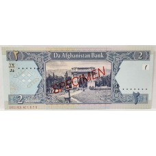AFGHANISTAN 2002 . TWO 2 AFGHANIS BANKNOTE . SPECIMEN